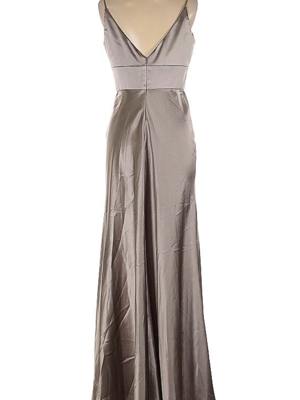 Jenny Yoo Satin V-Neck Maxi Dress in Taupe - Picture 2 of 2